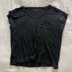 LOFT Black Linen T Shirt